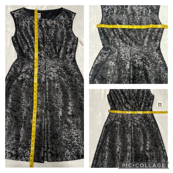NWT Anne Klein knee length cocktail dress. Size 6 Black & Gray metallic color - Picture 8 of 8